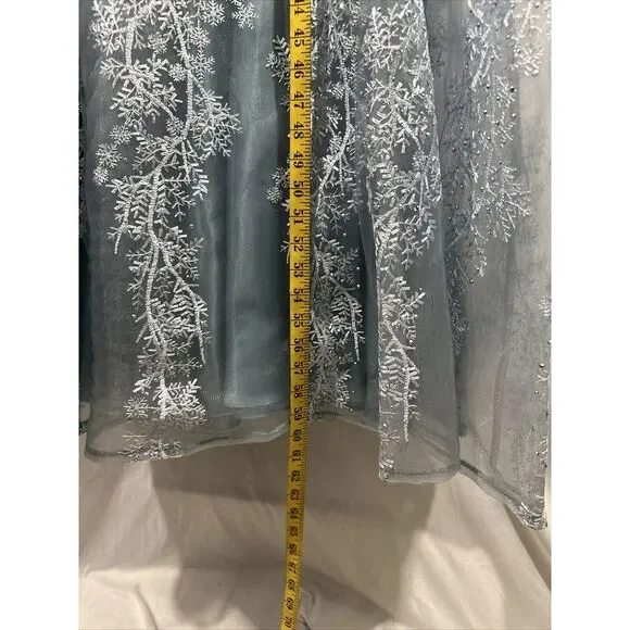 NWT$798 Mac Duggal [ 6 ] Illusion Embellished V Neck A Line Gown Fusion Blue J56